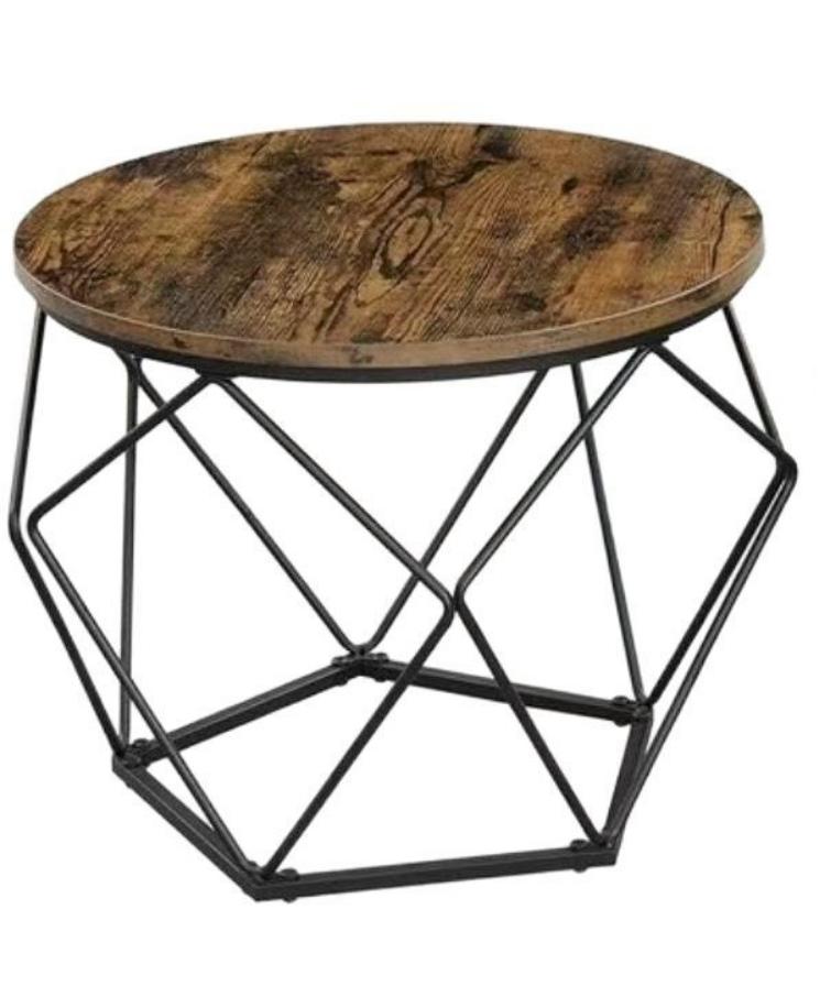 Small Round Coffee Table, Modern Coffee Table with Metal Frame, Living Room Table with Easy Assembly, Side End Table for Bedroom