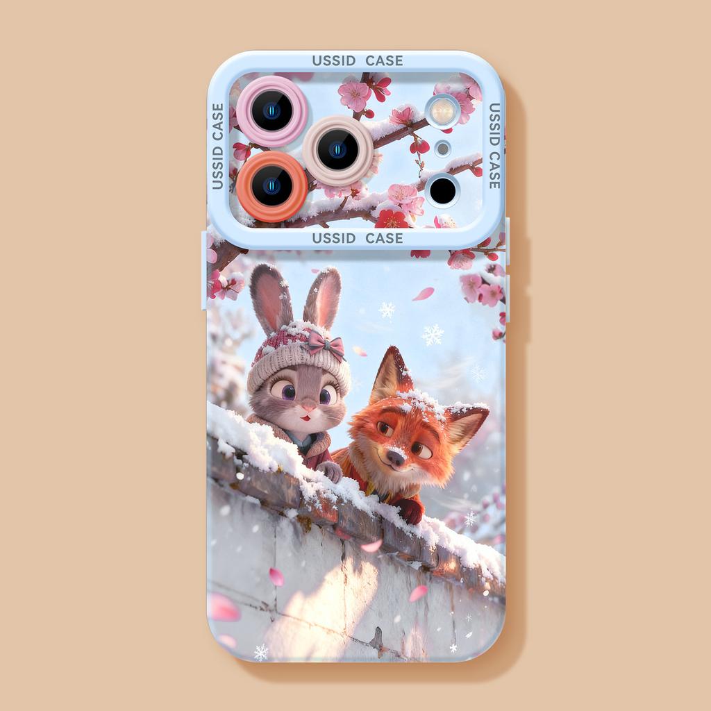 Winter Fox Rabbit Applies Apple 17 Silicone Soft 16promax Couple 15 Zootopia 14 Mobile Phone Case