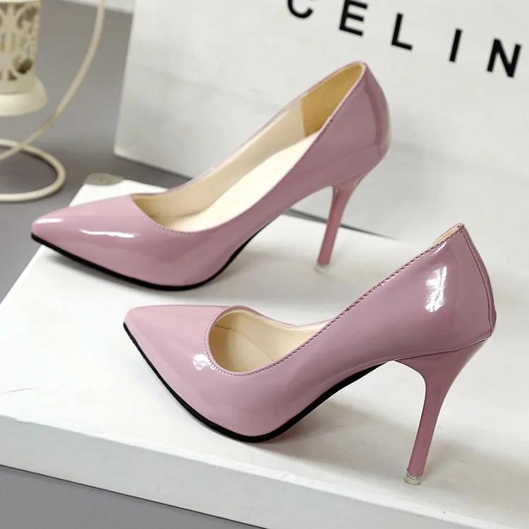 Pointed Toe Pumps Patent Leather Dress Women Red 8CM High Heels Boat Shoes Shadow Wedding 2026 Wedding