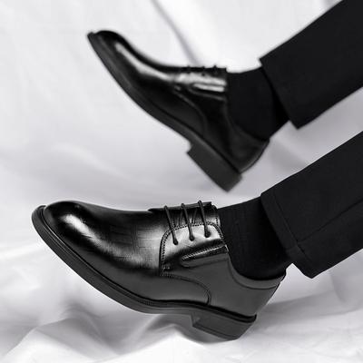 3/6/8 CM Elevator Shoes Men Dress Shoes Black Soft Artificial Leather Men Heighten Formal Shoes Casual Business Men Oxfords Suit Shoes