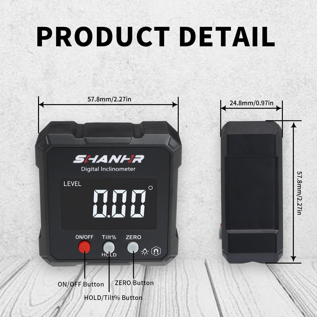 SHANHR Neuer Winkelmesser 360 Grad Mini Elektronischer Digitaler Winkelmesser Neigungsmesser Winkel Finder Messgerät Messbox