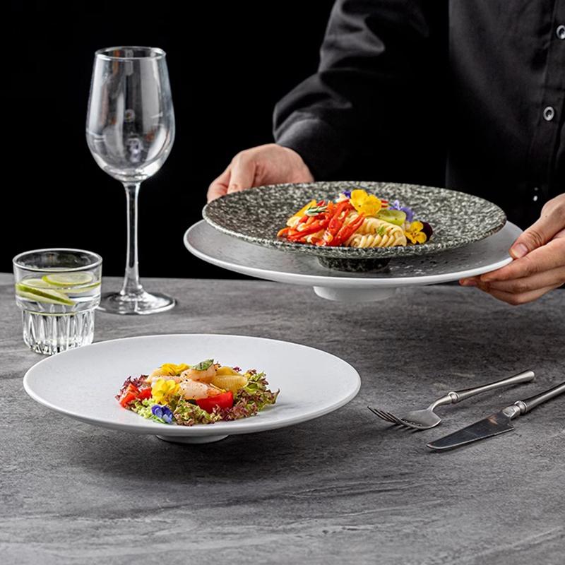 Creative High Foot Ceramic Plate Restaurant Salad Plate Dessert Dish Steak Plate Sushi Dish Molecular Cuisine Featured Tableware