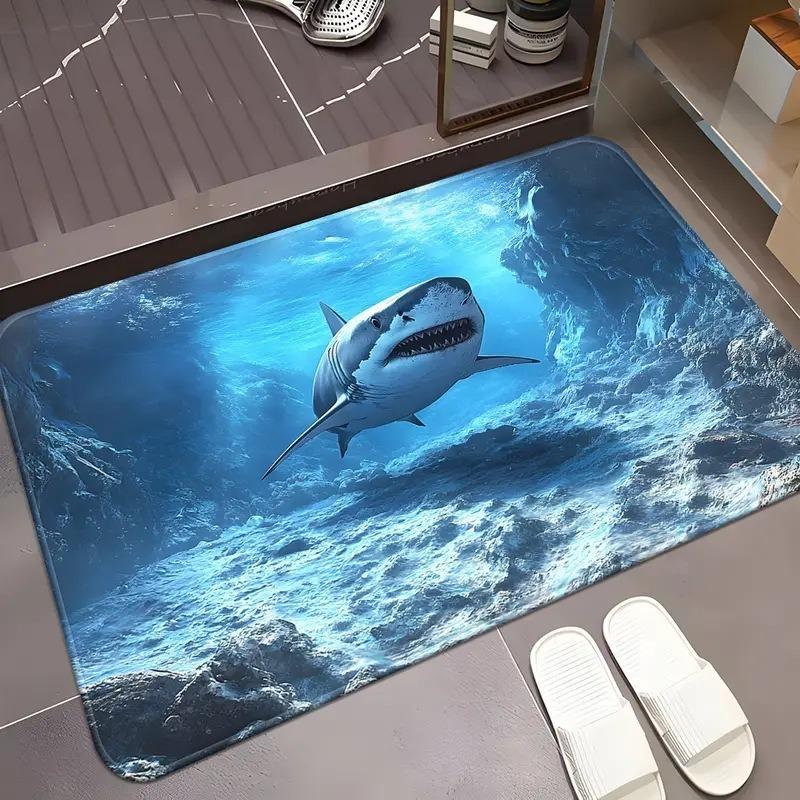 

3D Коврик для двери на океанскую тематику с дизайном кои, скального бассейна и дельфинов, художественный реалистичный принт, коврик для пола для прихожей, порога 30X50CM