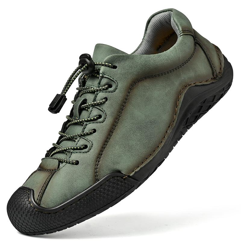 

Fashion New Handmade Casual Leather Men Outdoor Antiskid Shoes High Quality Walking Breathable Hiking Driving Flats Fashion Tooling Shoe 46 зелёный