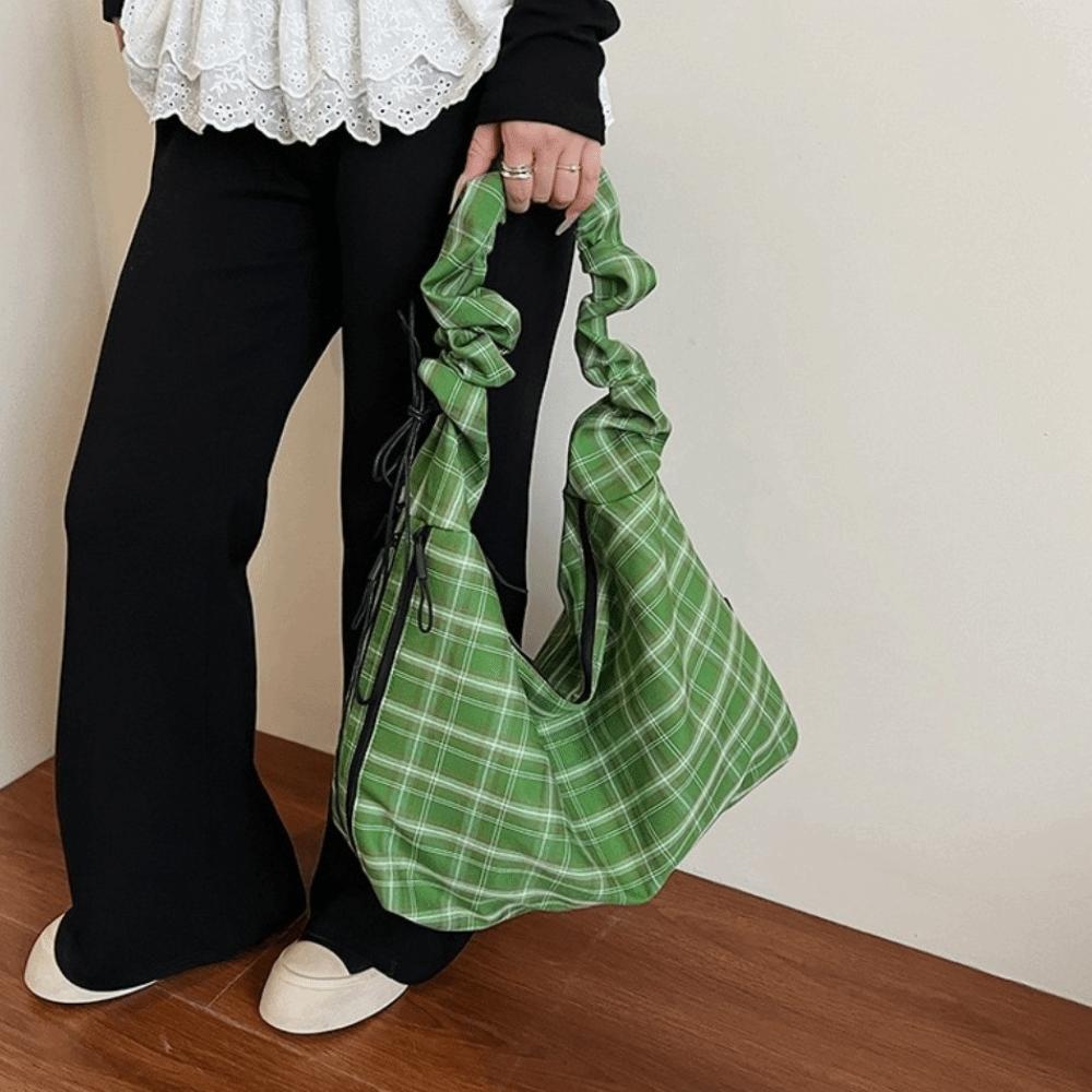 Vintage kostkovaná crossbody taška Japonská dámská taška přes rameno Ins kostkovaná taška přes rameno pro dojíždění