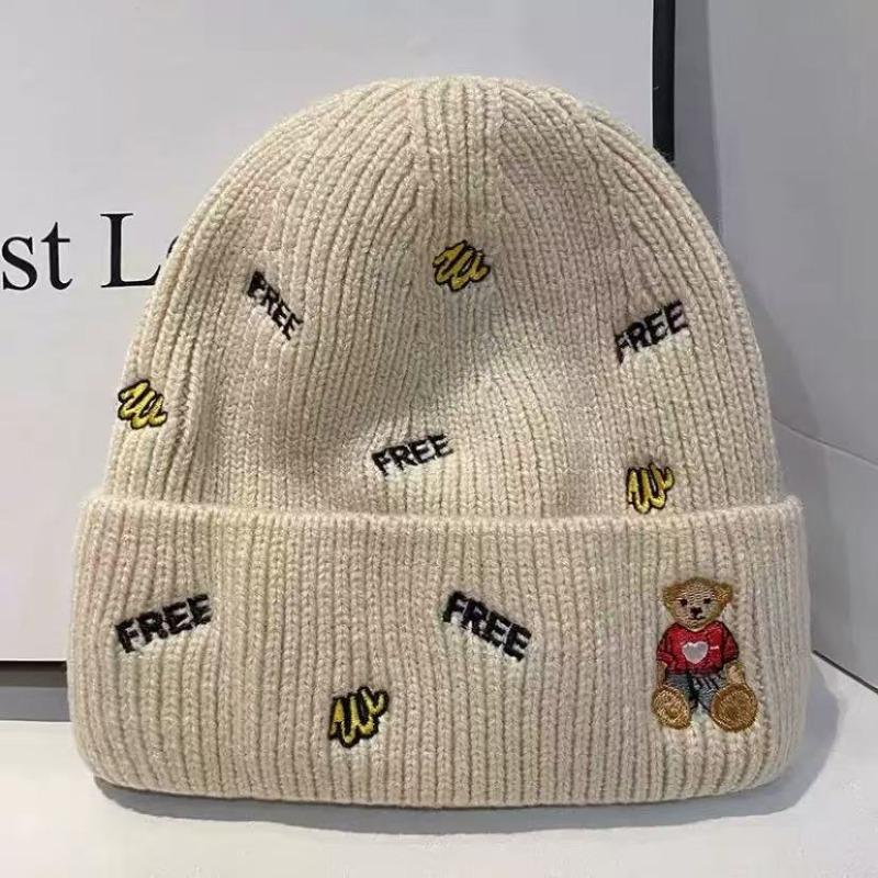 Wool hat cartoon autumn and winter versatile embroidered letter cold hat male cute melon rind parent-child pullover knitted hat