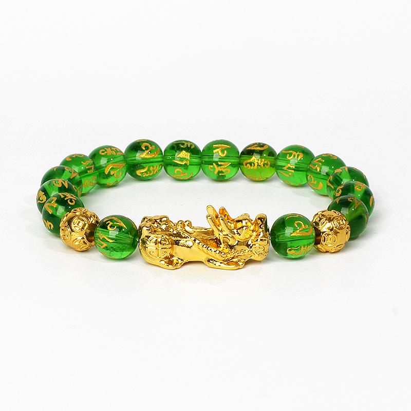 Feng Shui Black Obsidian Wealth Bracelets Men Color Changed Pi Xiu Bracelets Women 10mm Dragon Mantra Bead Bangle Lucky Jewelry