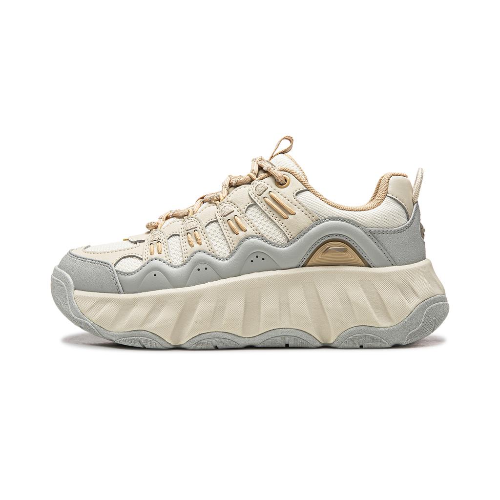 Li Ning Cookie Shoe Cushioning Slip Resistant Abrasion Resistant Breathable Lightweight Low top Casual Shoes Women's AGCW028-5