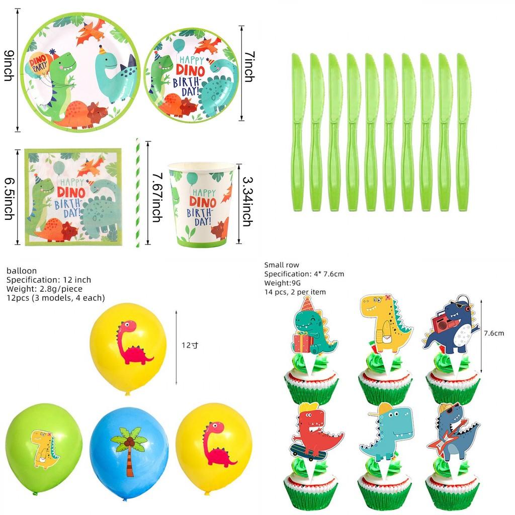 Fun And Vibrant Cartoon Dinosaur Birthday Party Supplies Tableware Plates Cups