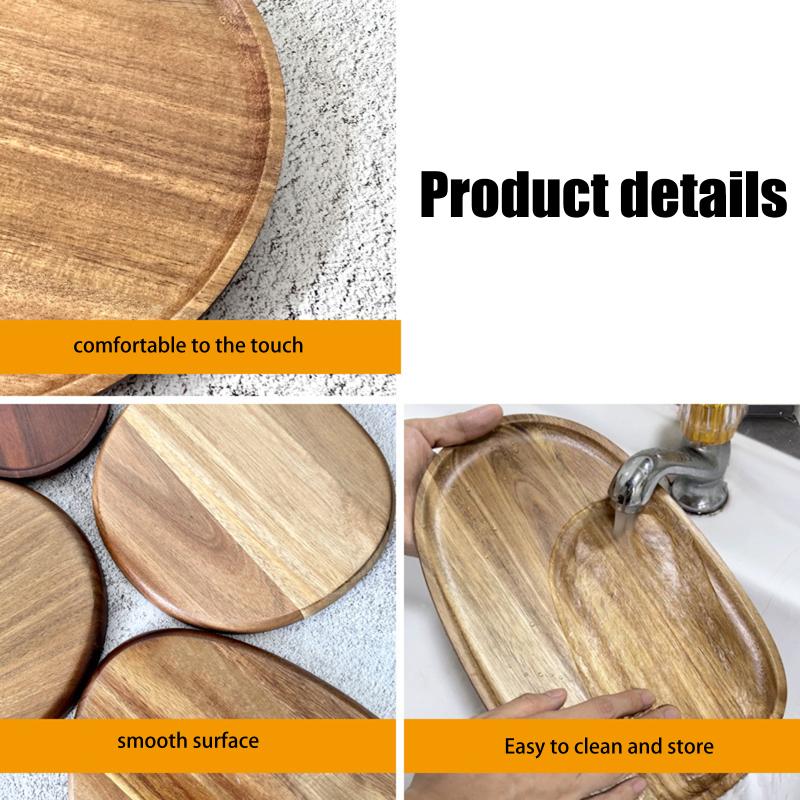 1Pcs Irregular Oval Serving Tray Wood Dinner Plates Fruit Dishes Dry Fruit Sushi Tea Tray Bread Wooden Plate Home Decoration