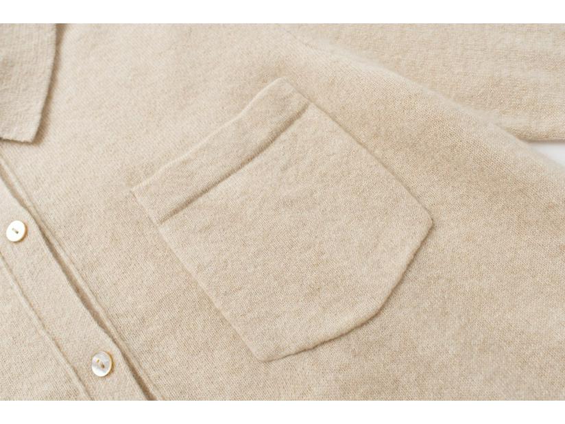 Uvolněný polokošilový límec 100% čistý kašmírový kardigan - Svetr střední délky