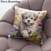 Floral Puppy Print Throw Pillow Covers Pattern Cushion Cover Suitable For Sofa Bedroom Car Pillow Cover