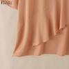ZANZEA Women Casual Round Neck Solid Color Loose Half Sleeve Blouse