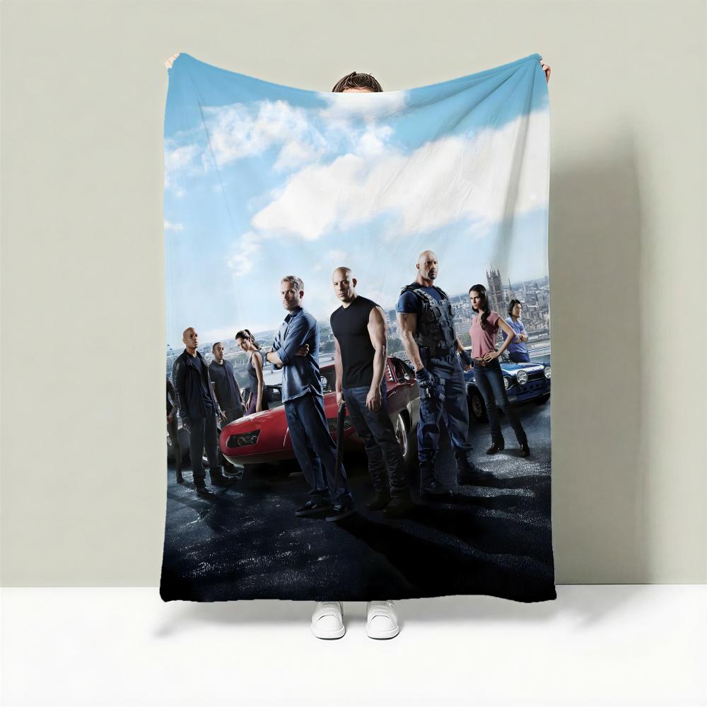 Movie T-The Fast and the Furious Throw Lightweight 240g Flannel Blanket Soft Skin-friendly for Summer Cooling 75cmx90cm