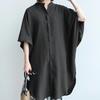 New Summer Casual Women's Shirt Fashionable and Versatile Black and White Solid Color Loose and Comfortable Short-sleeved Top for Women
