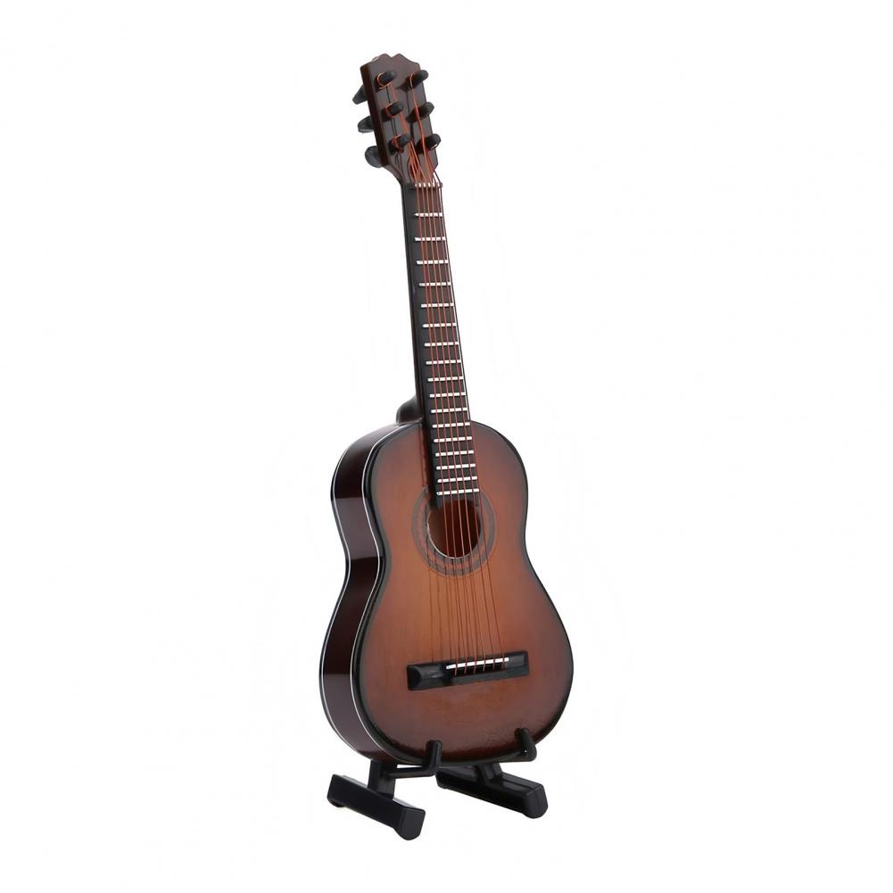 Wooden Guitar Model Miniature Guitar Decoration Miniature Classical Guitar Model with Stand for Home Office Decor Tiny Wooden