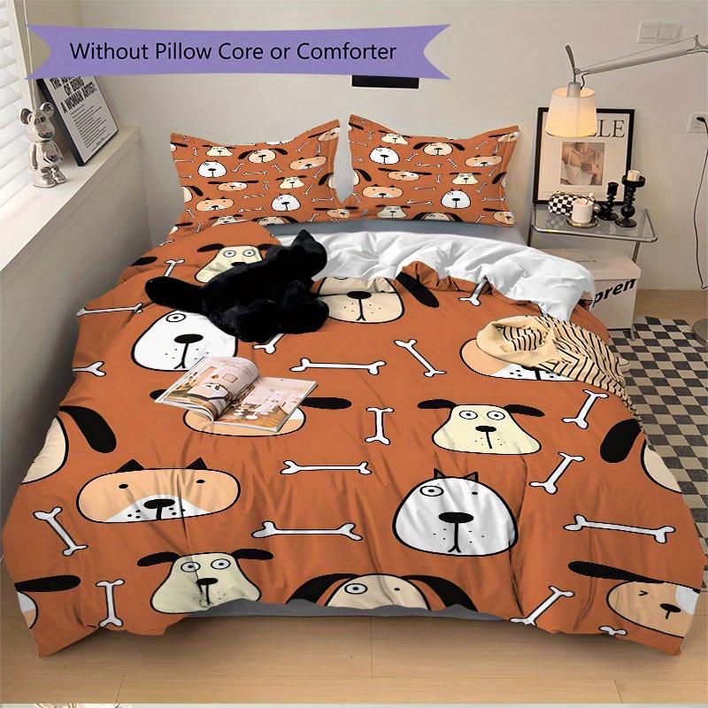 3pcs Dogs, Bones Bedding Set, Breathable and Soft, Suitable for All Seasons, Ideal for Home Use, Suitable for Bedroom Decor 21163