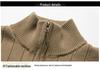 Men's Autumn/Winter Vertical Stripe Half High Collar Zip Knit Sweater