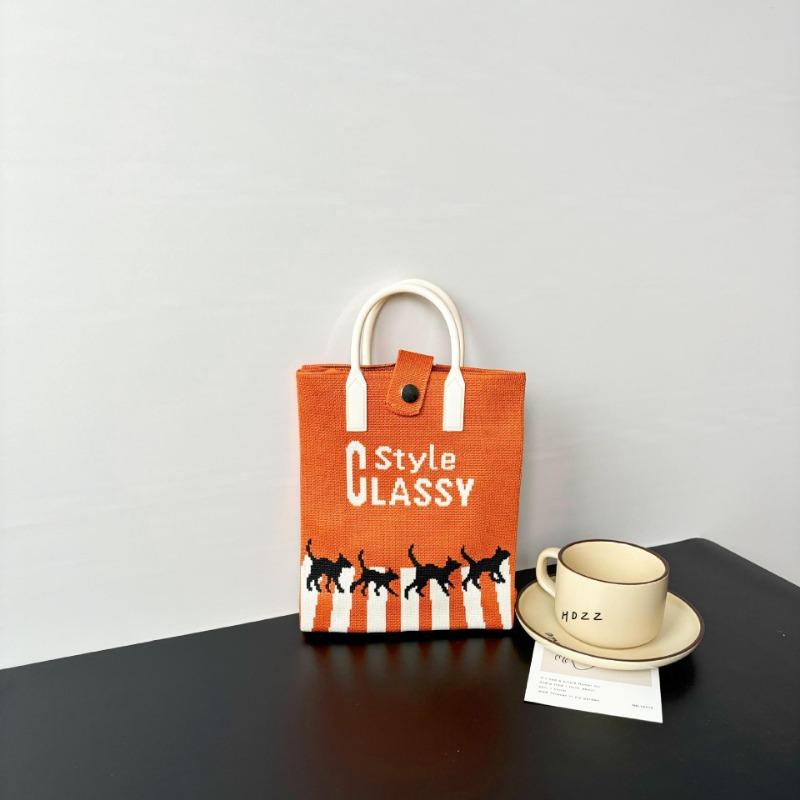 New large-capacity knitted bag, mobile phone bag, niche shoulder messenger bag, high-end, cartoon fashion handbag.