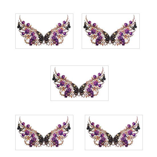 5 Sheets Colorful Butterfly Flower Tattoo Stickers, Waterproof Temporary Body Art, Hypoallergenic Floral Chest Back Decals for Women Girls