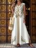 New Bohemian V-neck embroidered long dress sleeveless split beach vacation dress women's clothing