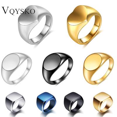 Anillo de Sello Personalizado para Mujer Patrón de Letra de Nombre Logo Anillos de Acero Inoxidable Punk Moda Genuina Joyería Accesorios de Boda Masculinos