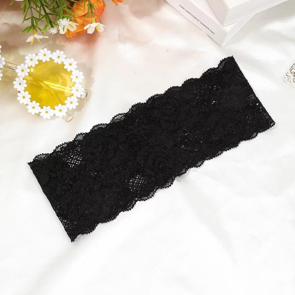 Korean Lace Floral Headbands Wide Mesh Elastic Hair Bands Hollow-Out Lightweight Headwrap Female