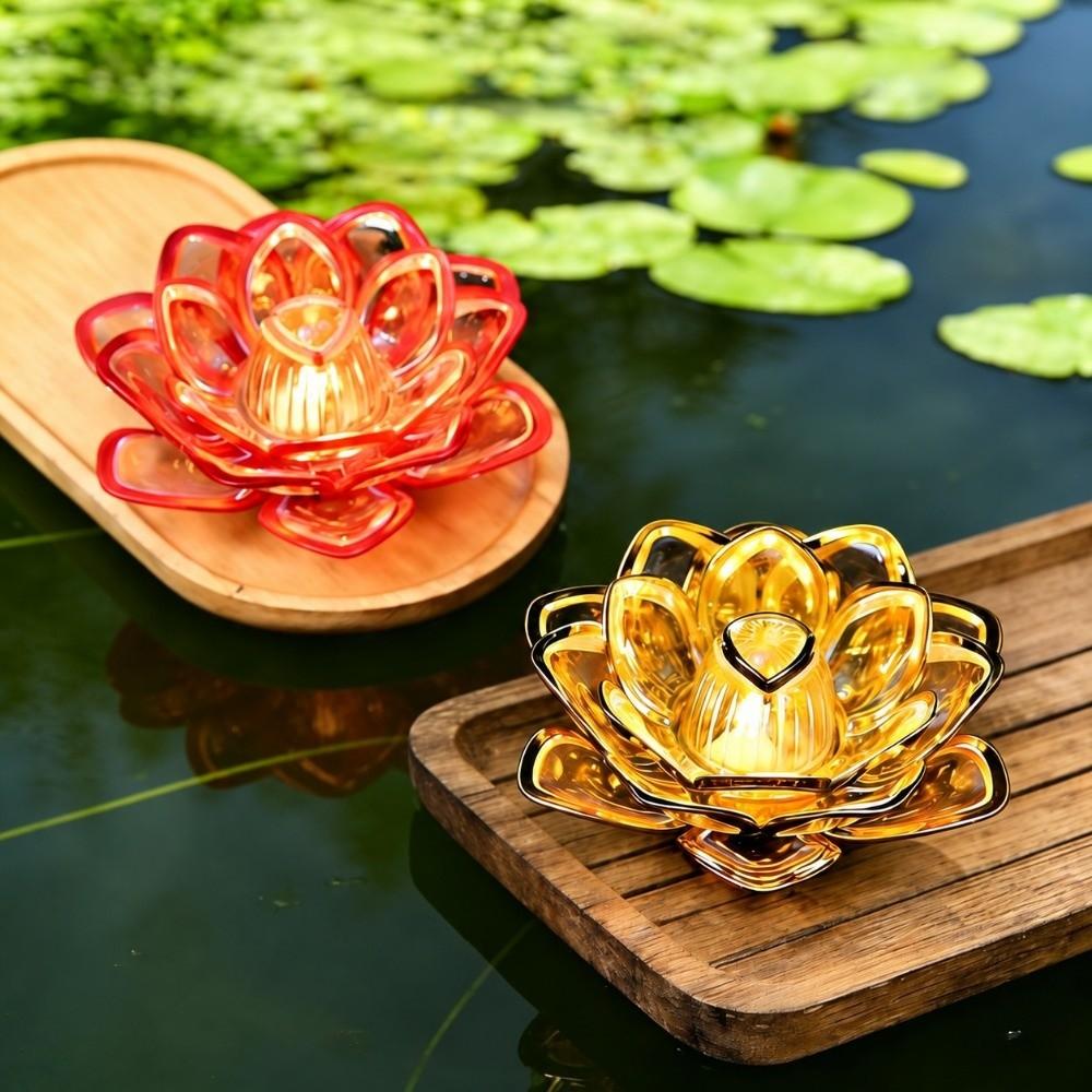Soft Light Source LED Lotus Lamp Flicker Effect LED Candle Lamp Flameless Candle  Tabletop Display