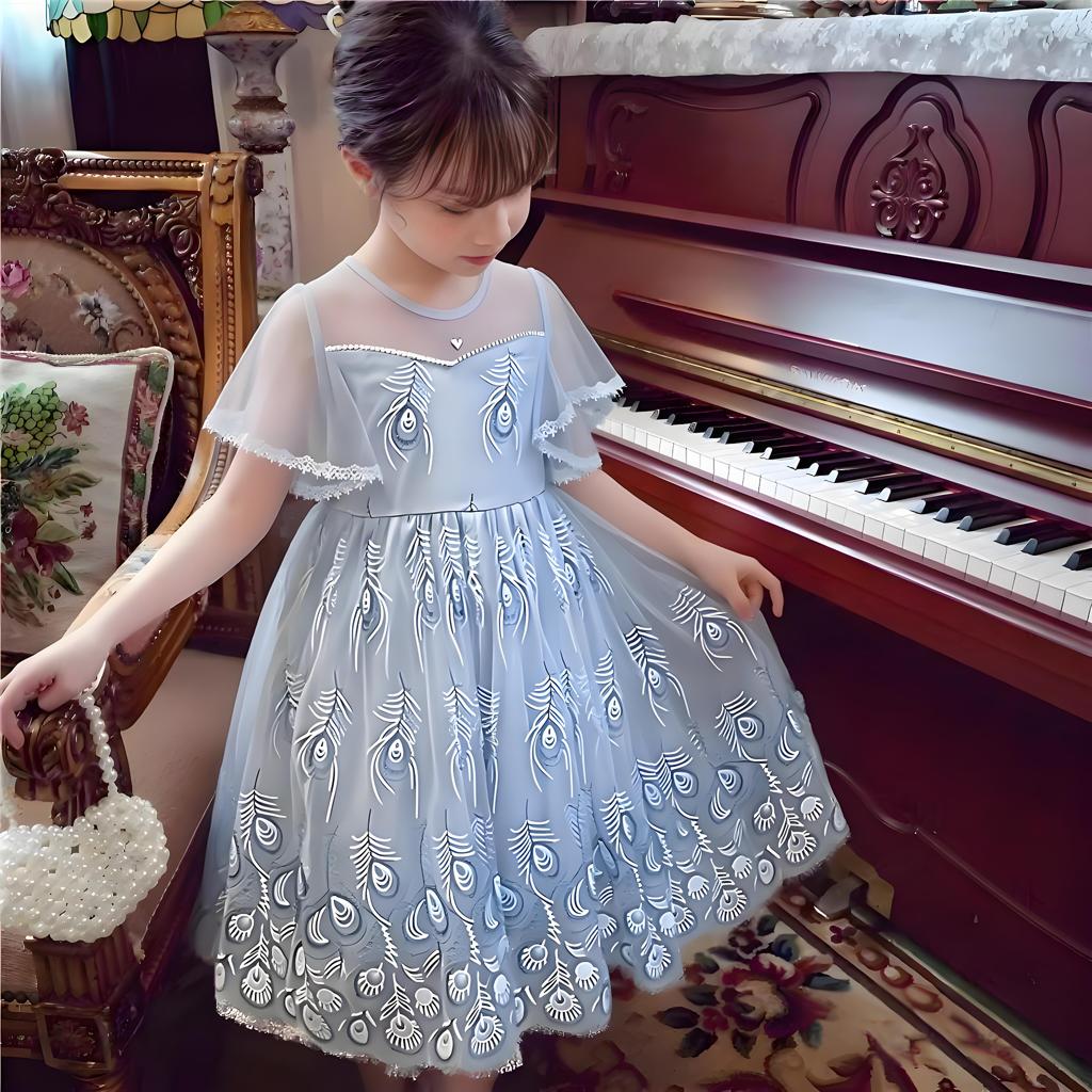 Girls' Summer Dress 2026 New Style Summer Girls' Elegant Mesh Medium sized Princess Skirt Children's Skirt Summer