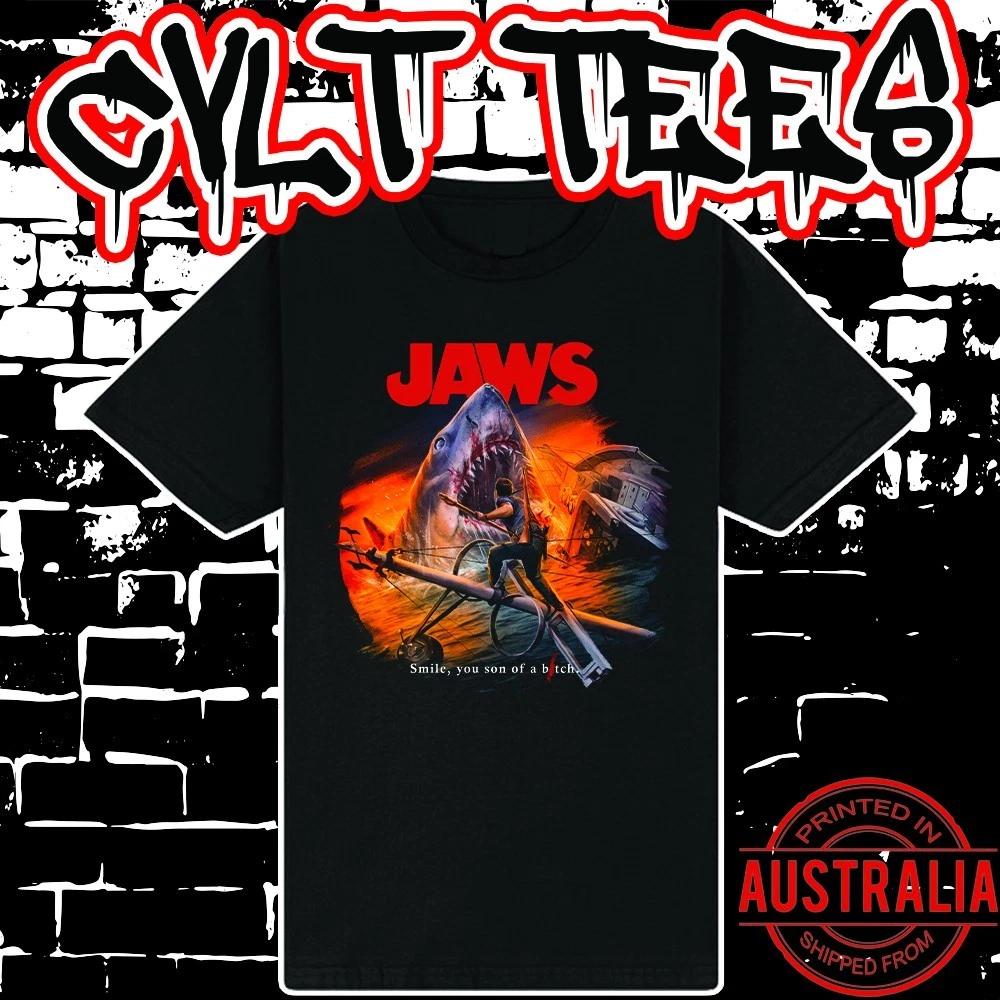 Men s and Women s T-shirts Jaws Movie Shirt ~ Premium Black Gildan Cotton Tee XXXL