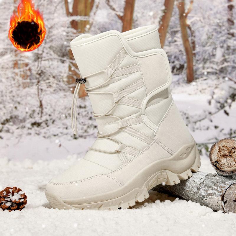 Men Women Padded Plus Size Winter Warm Snow Boots Padded Lining Waterproof Ankle Boots Anti-slip Outdoor Hiking Mountaineering Sports Boots