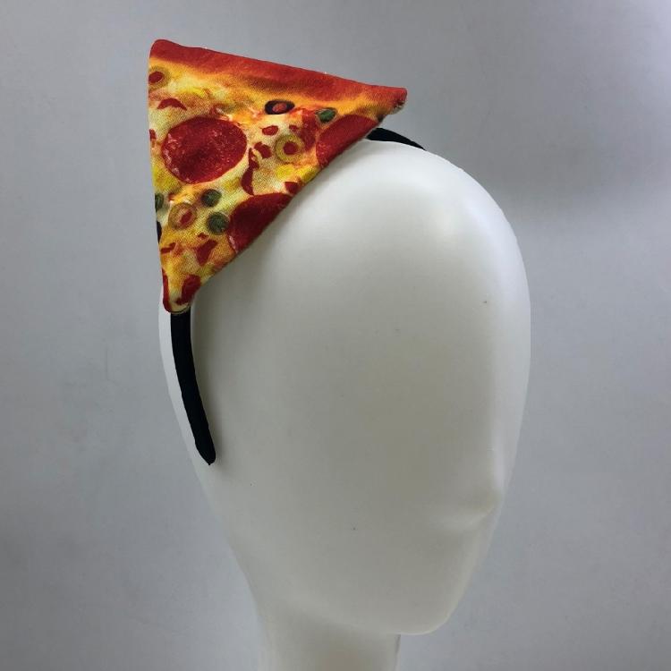 Fascia per Capelli a Forma di Testa di Pizza Novità Cosplay Fascia Peluche Festa di Halloween Regalo di Natale