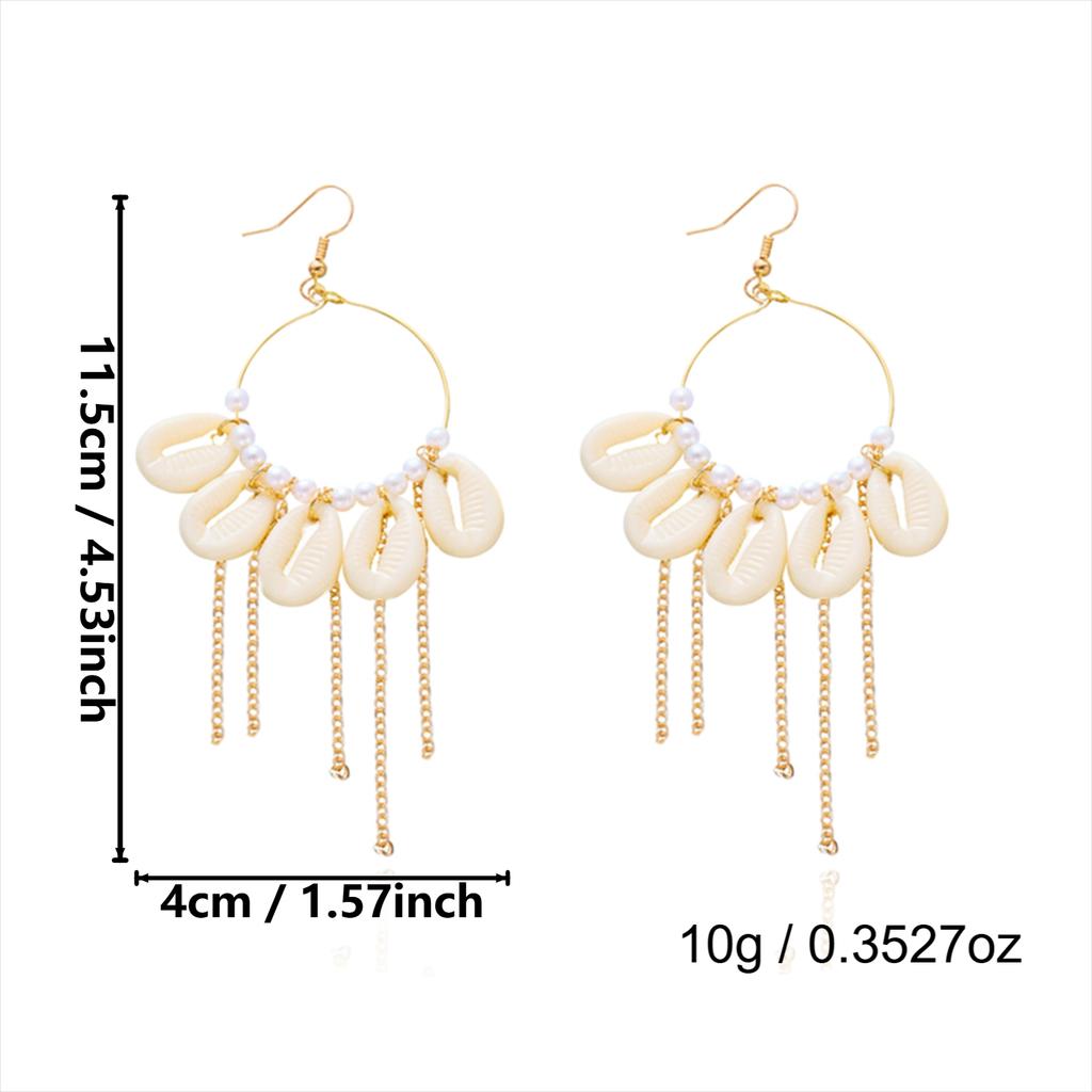 Bohemia Shell Long Tassel Earrings for Women Ocean Series Starfish Scallops Dangle Earrings Charms Summer Beach Party Jewelry