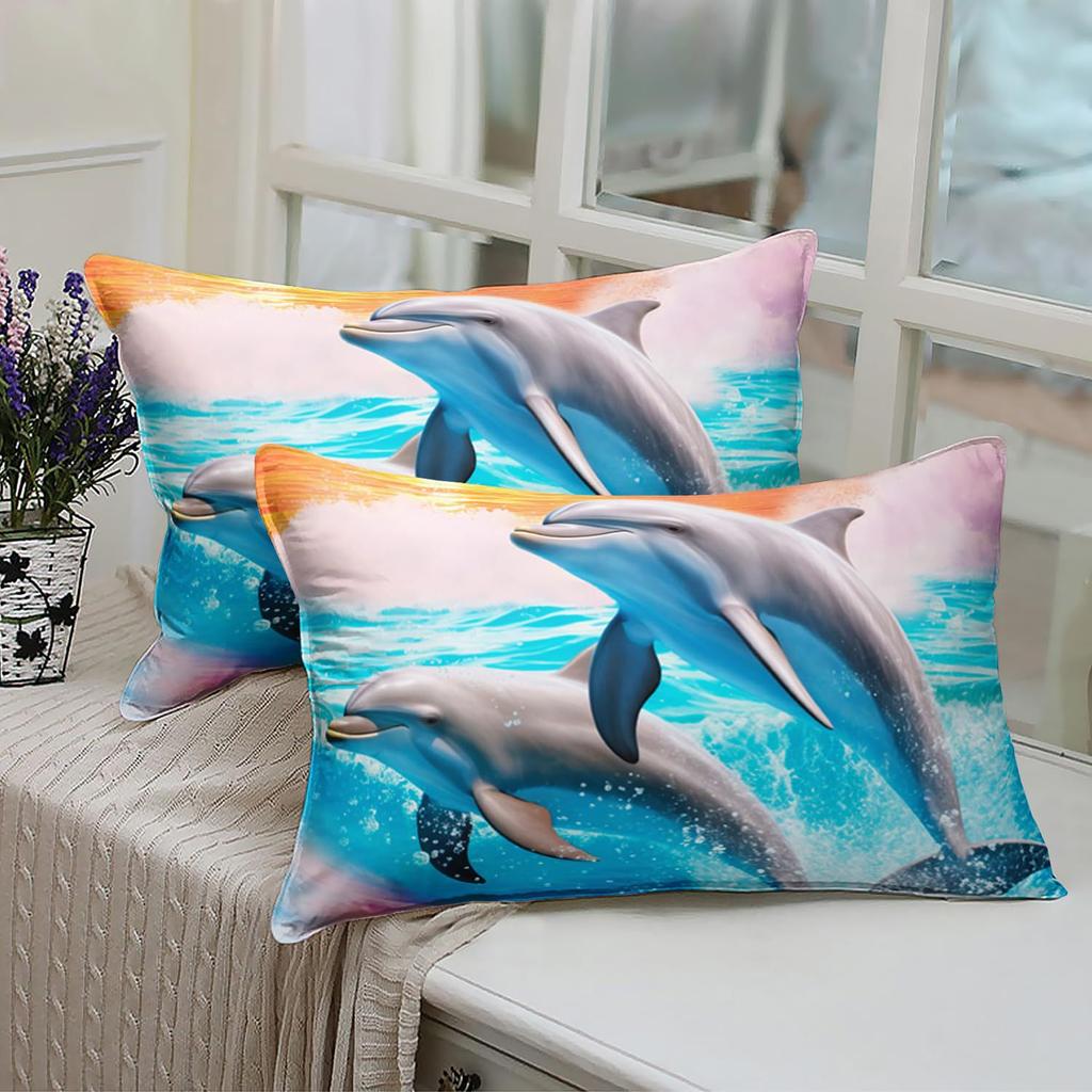 Undersea Creature Dolphin Pattern Mattress Three-Piece Digital Printing Bedding Set Adult Children