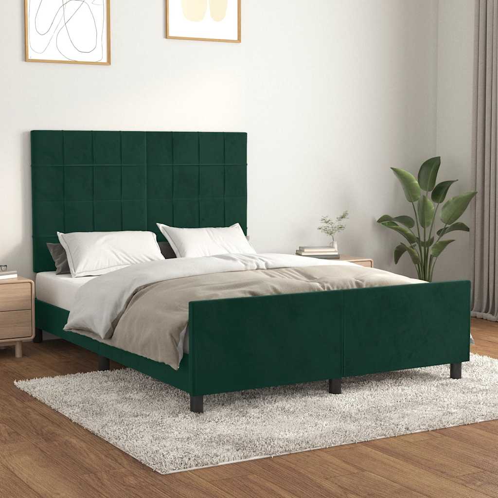 Bed Frame without Mattress Dark Green 140 x 190 cm Velvet