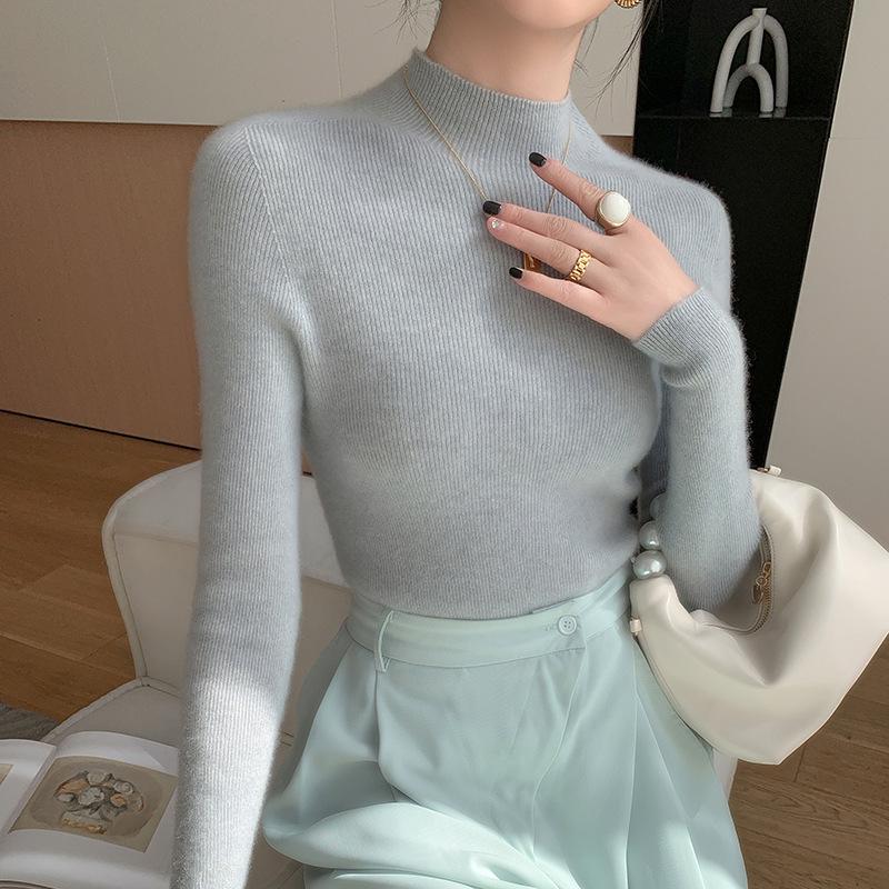 Women's Seamless Cashmere Slim-Fit Half-High Neck Sweater