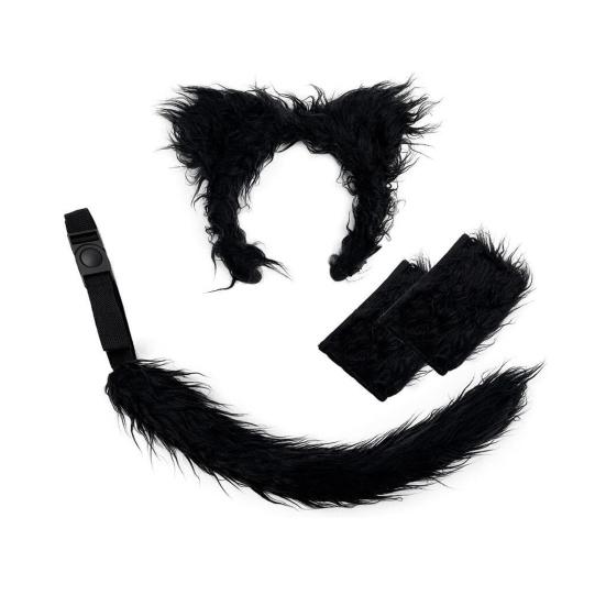 Wolf Ear Tail Set Realistic Design Plush Headband Gloves Tail Set Halloween Parties Role-Playing Accessories