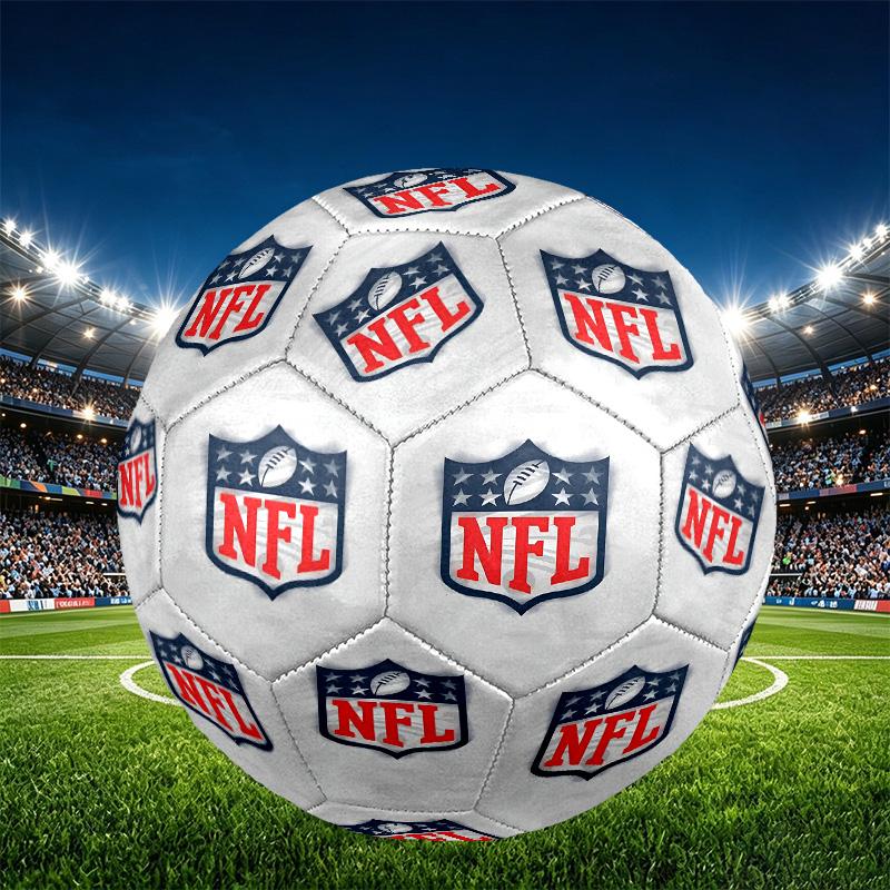 NFL Print Size 5 Soccer Ball, PU Wear Resistant Football for Match Training and Daily Practice, Birthday Gift for Soccer Fans