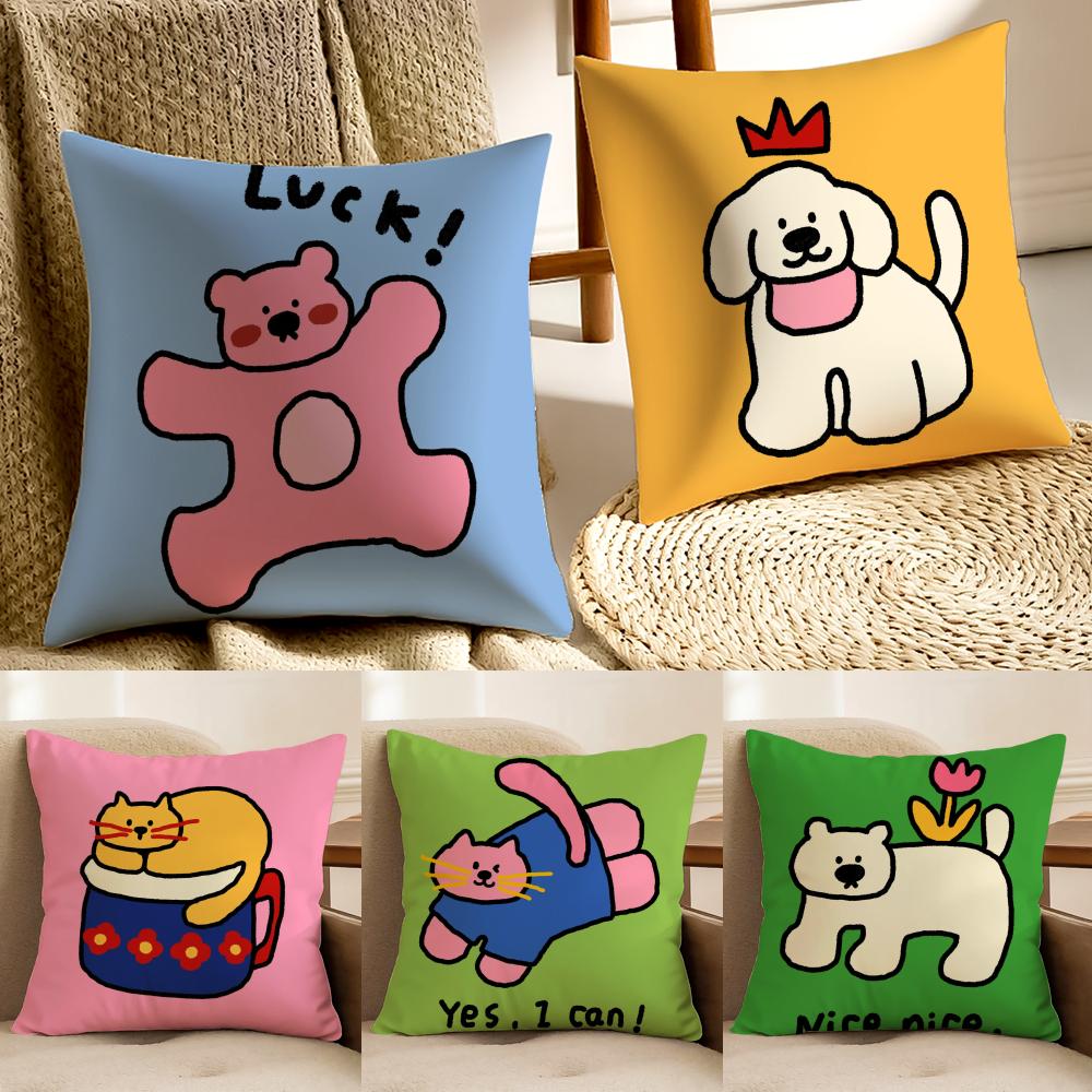 Happy Dog Cushion Cover Pillowcase Antidustmite Living Room Sofa Decor Cushion Room