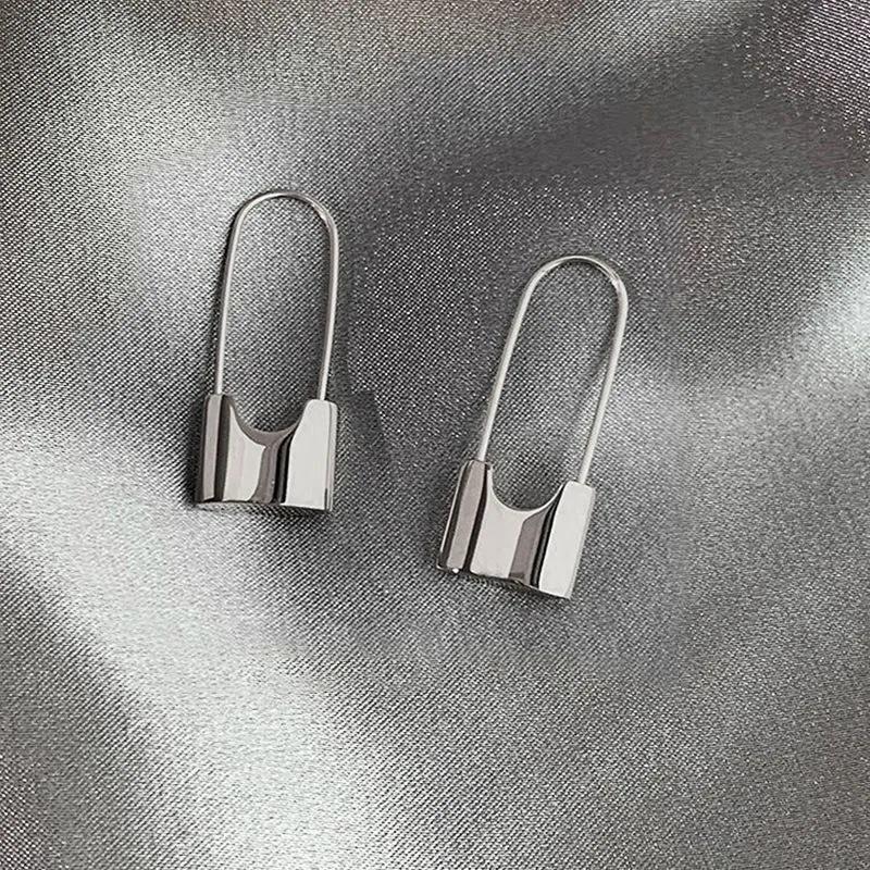 Cao Shi Minimalist Metal Cold Style Designer Earrings, Pin Lock Shape