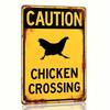 Funny Chicken Crossing Farmhouse Sign, Metal Wall Art Vintage Decor for Kitchen Outdoor