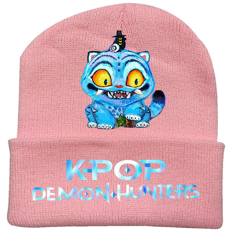 K Pop Dämonenjäger Cartoon Buchstaben Print Strickmützen Herbst Winter Erwachsene Outdoor Warme Mütze