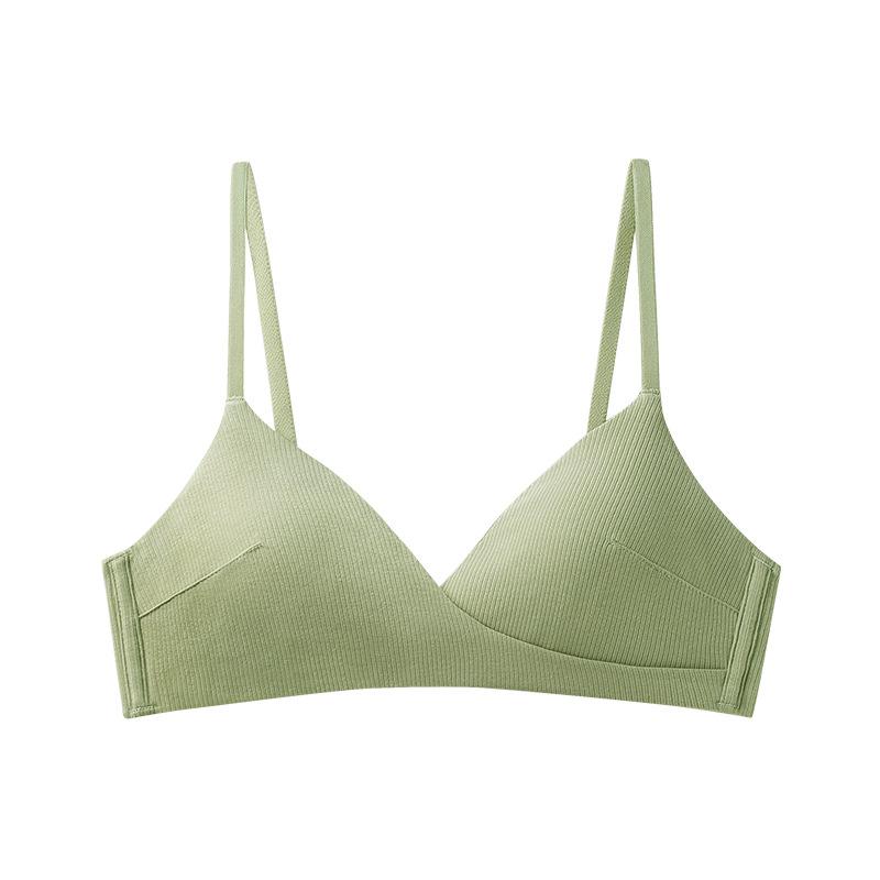 French Underwear Damen Cross Triangle Cup Baumwoll-BH ohne Stahlring Mädchen-BH