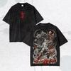 Retro Dark Sci-fi Game Pattern Washed Shirt, Loose Fit, Distressed Finish, Pure Cotton, Couple's Shirt, All-season Street Style.