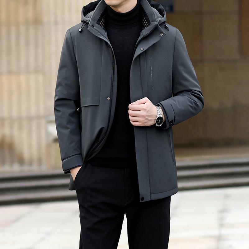 

Men s Mid-length White Duck Down Jacket with Detachable Liner - Winter Warmth for Middle-aged Dads M чирковий/сірий колір