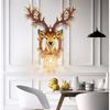 Vintage Wall Lamp Creative Deer Head Living Room Wall Hanging Lamp Bedroom Hallway Crystal Lamp