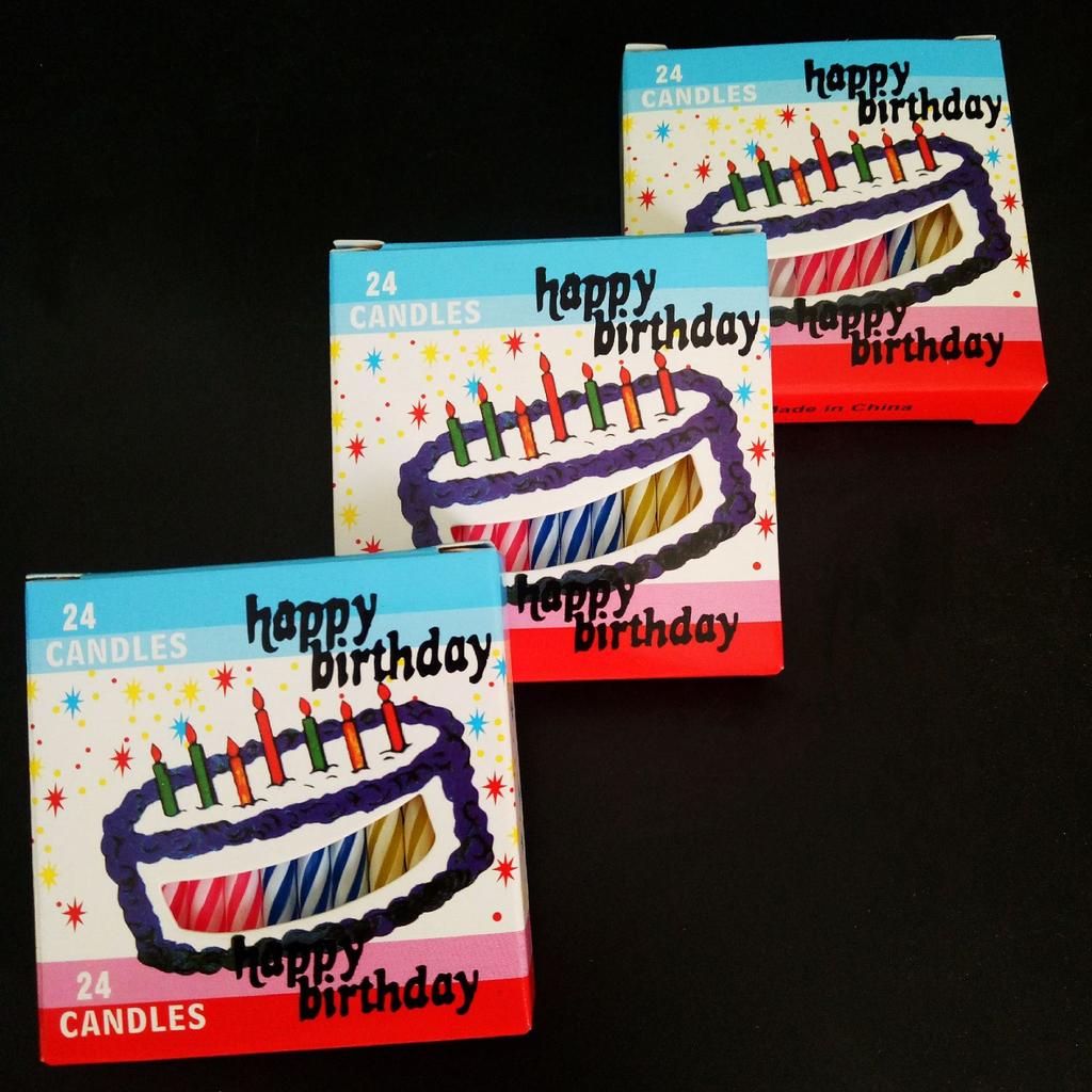 Color Box Packaging Colorful Spiral Birthday Candles with Window Paper Box for Cake Decoration Threaded Birthday Candles Without Base