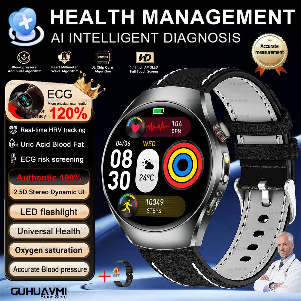 2026 Brand New Upgrade Health Check Smart Watch ECG Blood Lipid Uric Acid Body Fat Sports Waterproof Smart Watch For Man Women