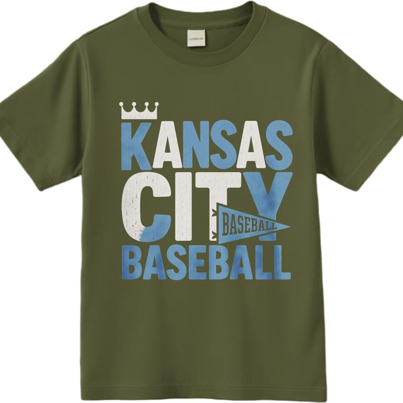 Mens tshirt Cotton Shirt Fashion Summer Women T Shirt Kansas City Baseball Crown Design Short Sleeve Printed Crew Neck Tops