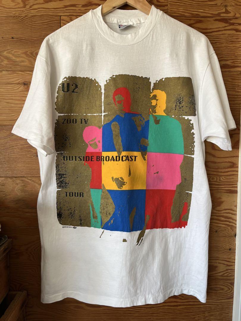 U2 Outside Broadcast 90s Retro style White short sleeve T-shirt vtg NH15594 XL